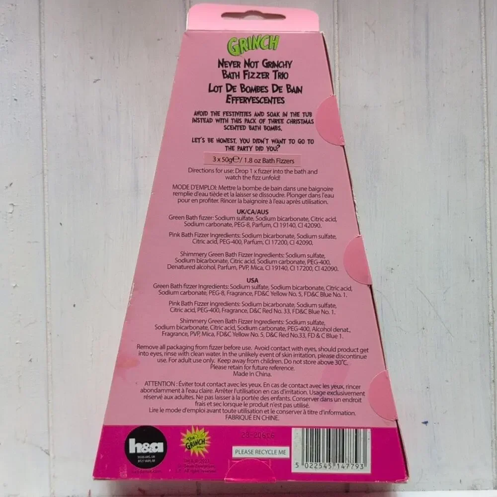 Grinch Bath Fizzer Trio - Pink, Green, White